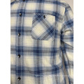 Contrast Plaid Collar Long Sleeved Shirt